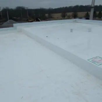 White flat commercial roofing surface