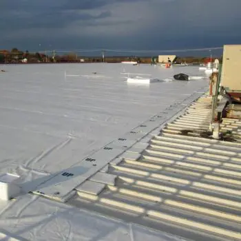 Flat commercial roof installation view