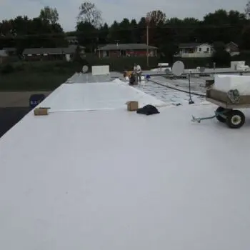 Flat roof installation process underway