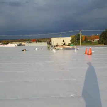 Commercial flat roof installation scene