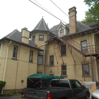 Historic building with steep roof
