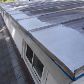 Roof being painted for protection
