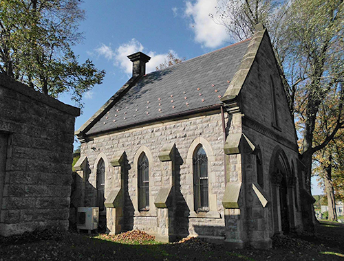 Historic stone building with roof
